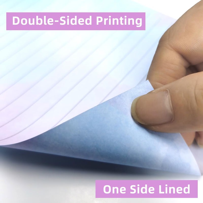 TEETOOKEA 72 Pieces Stationery Set with Envelopes (48 Lined Watercolor Sheets + 24 Matching Envelopes)  8 Unique Designs  5.5 x 8.25 inch Double Sided Printing stationery paper for Letter Writing - Image 5